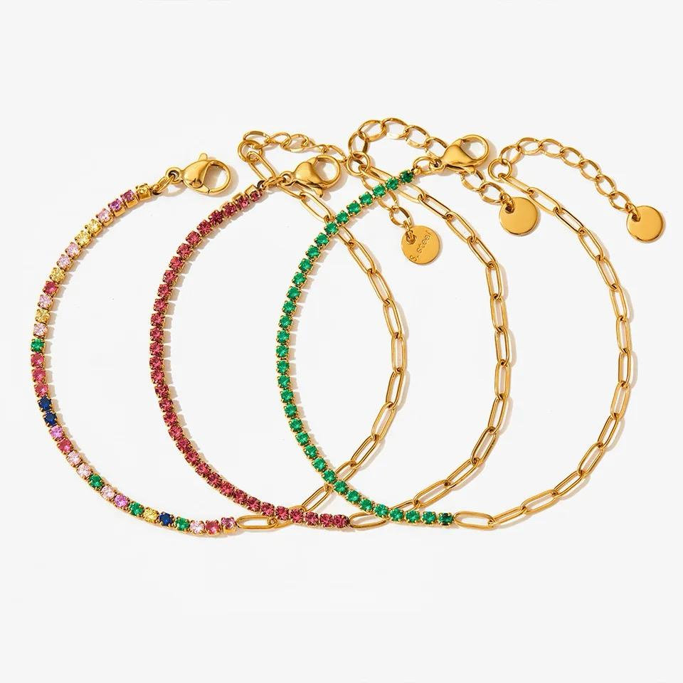 PULSERA DE TENIS DE CIRCONIA Y CADENA BLACK