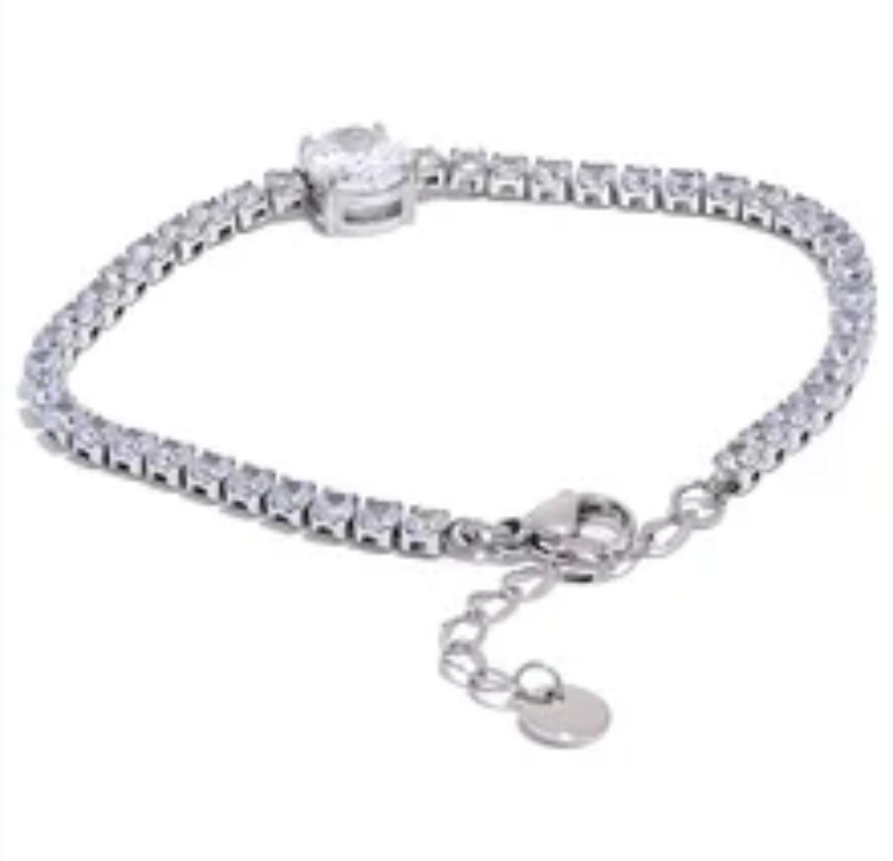 PULSERA DE TENIS WHITE SILVER