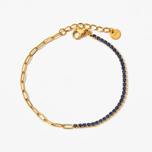 PULSERA DE TENIS DE CIRCONIA Y CADENA BLUE