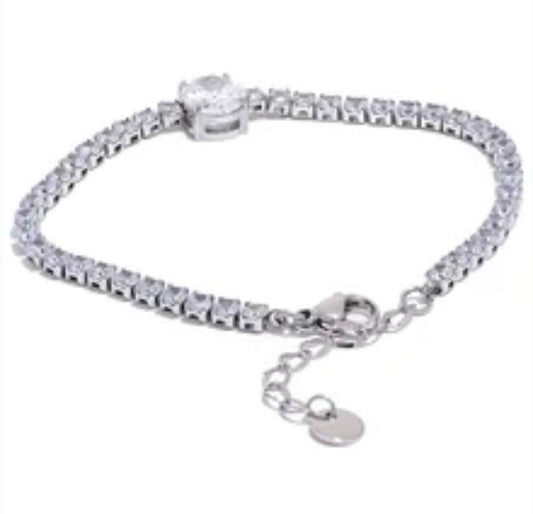 PULSERA DE TENIS WHITE SILVER
